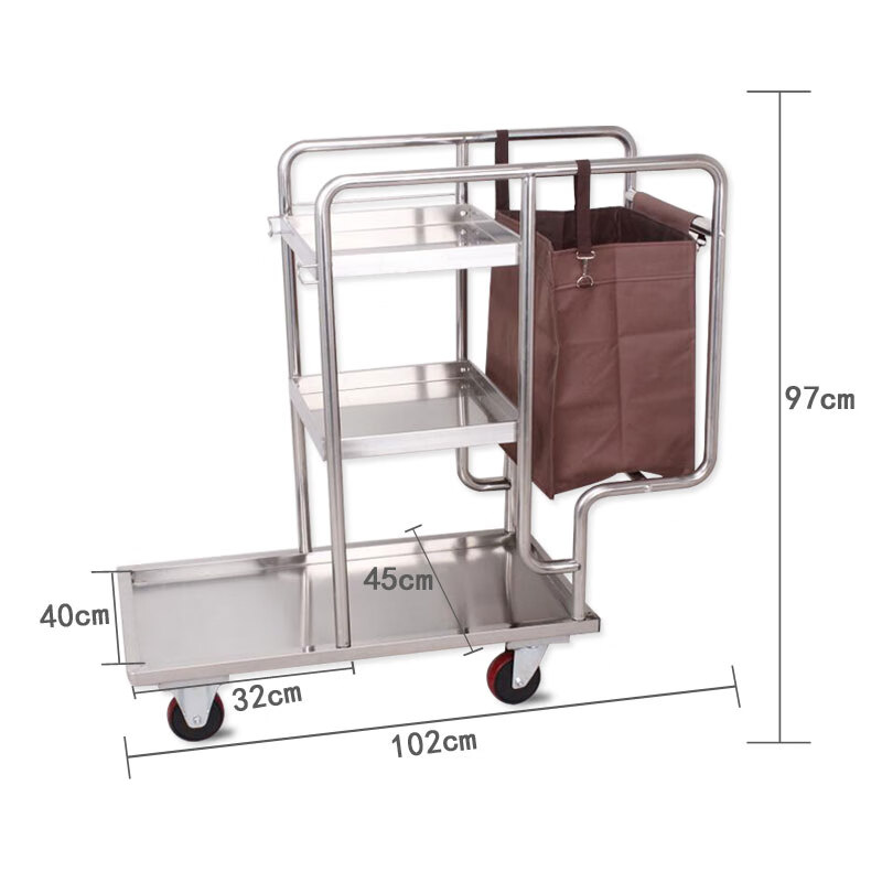 Baiyun multifunctional cleaning cart linen cart property shopping mall hotel hotel cleaning cart service cart cleaning chartered cart all stainless steel model