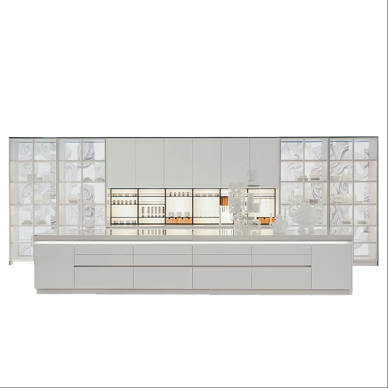 Oluoxun customized Boloni open kitchen Como integrated cabinet custom modern simple quartz stone countertop kitchen cabinet