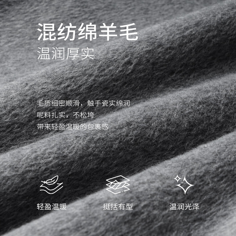 Olrain Commuting Luxury Warm Double-sided Woolen Jacket Winter Women's Woolen Coat with Scarf Top Gray L