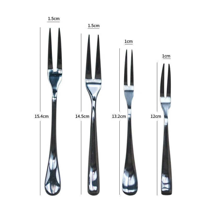 Original idea of stainless steel fruit fork set, creative two-finger cake fork, dessert fork, salad fork, mooncake fork, small fruit fork-6 pieces