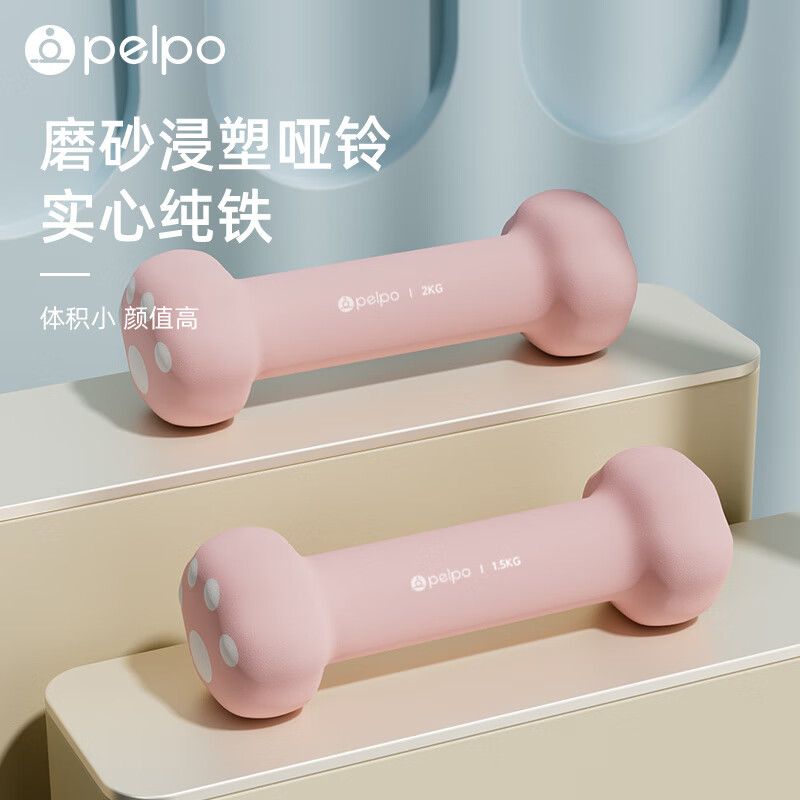 PELPO dumbbell women's fitness equipment home aerobics small dumbbells a pair of arm muscle training 1kg primary school student arm male pink 2Kg*2 (cute cat claws)