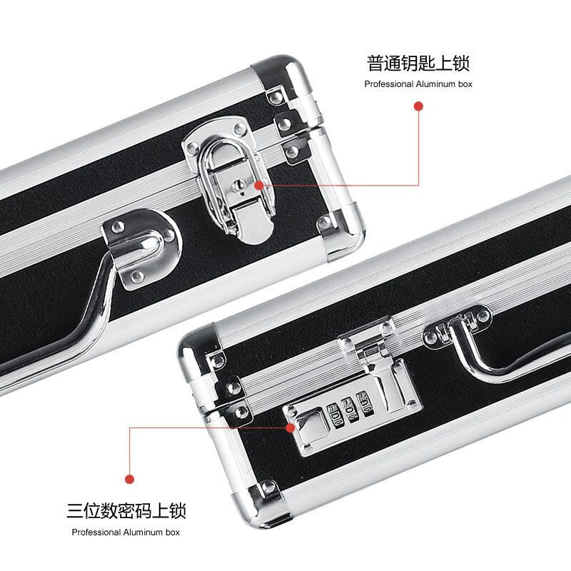 Password box portable aluminum alloy storage to increase space to store business documents and family ID organizer medium silver password lock + cotton