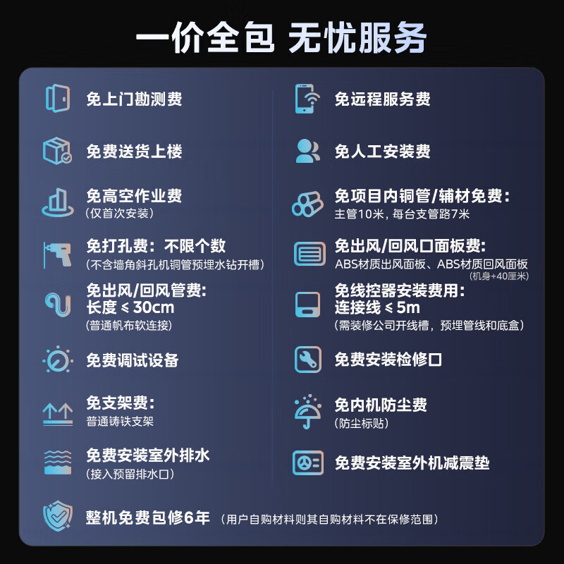 Hualing Shenji central air conditioner, one to four, one to five, multi-connected household, new level energy efficiency, full DC variable frequency air conditioner, intelligent cleaning, invisible embedded, 5 hp, 5 level 1 energy efficiency, 5 hp, one to three