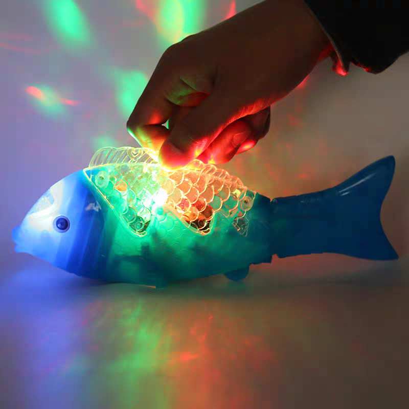 Intelligent Robot Park Hot Selling Electric Projector Fish Glowing Fish Wagging Fish Tail Can Move with Music Electric Wagging Fish Two Pack Random Colors