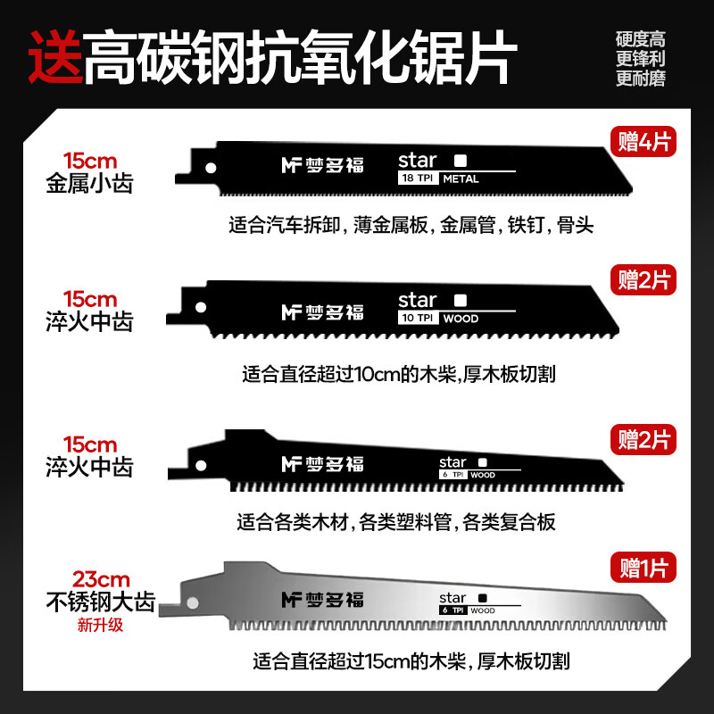 Mondorf lithium-ion reciprocating saw, electric saber saw, electric saw, household small handheld saw, tree sawing artifact, rechargeable woodworking saw, top version 8.0AH dual-electric storage box + 9 saw blades, high-power hand saw, outdoor pruning saw, bone metal plastic pipe
