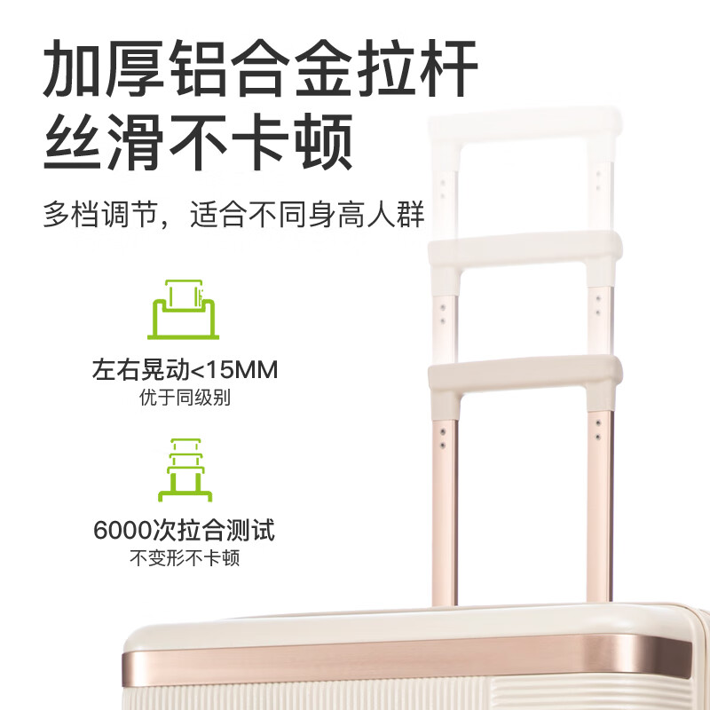 Juanling suitcase trolley case small boarding suitcase male and female students large capacity thickened password box next day delivery suitcase off-white TSA password lock + double-layer explosion-proof zipper PC three-layer thickened 24 inches - golden size - student return to school shipping box export to domestic sales