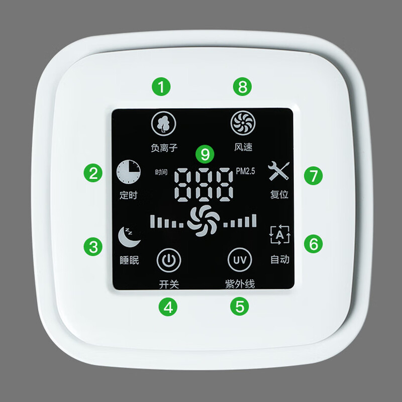 Desktop home countertop air purifier office smoke dust odor removal negative ion digital display purifier formaldehyde removal full English version