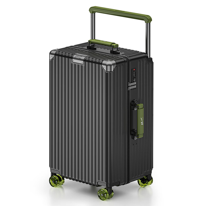 Pull back high-looking wide trolley suitcase multi-functional trolley case password suitcase men's and women's suitcase black 26 inches