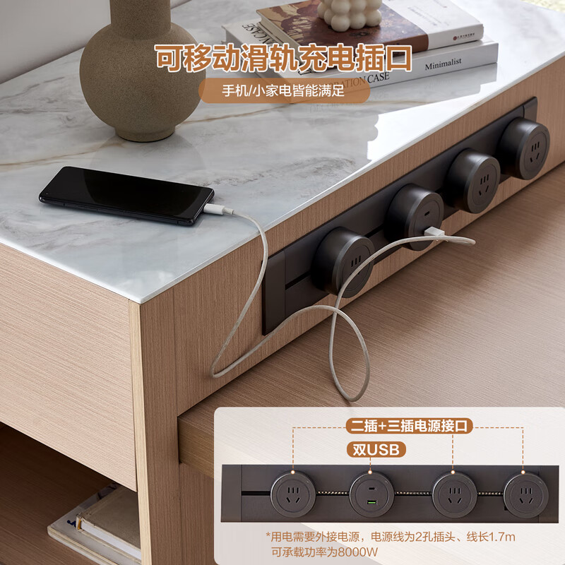 Quanyou Home Furnishing Log Style Retractable Multifunctional Island Dining Table Integrated Guest Restaurant Furniture Home Dining Storage Table