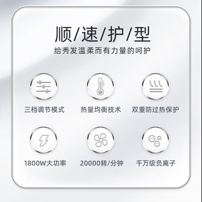 Feike Bo Rui hair dryer household high-power hair dryer student dormitory portable high wind low noise three-speed temperature 360 air nozzle hair dryer New Year gift for girlfriend heartfelt confession gift bag PH1629 hair dryer