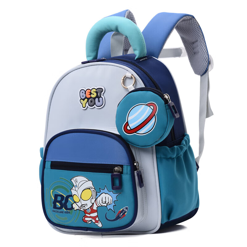 Kindergarten school bag for girls in primary, middle and large classes, lightweight burden-reducing spine protection for boys, cute children's backpack, Flying 618 Blue Gray Ultraman Kindergarten