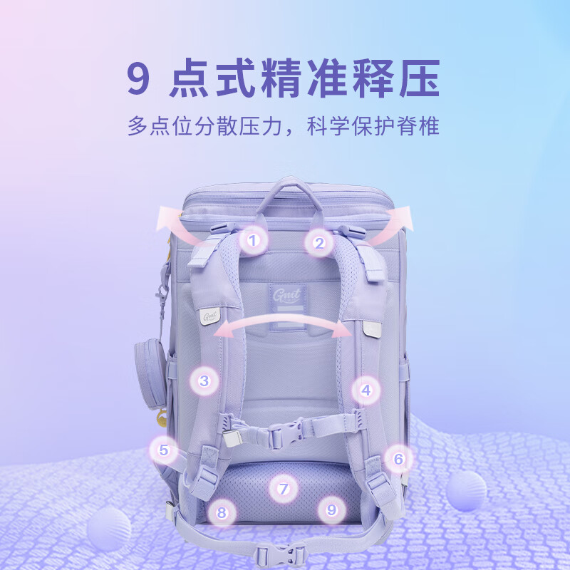 Gmt for kids school bag primary school children large-capacity gift ultra-light spine protector 1-4th grade Light pro belt female milk cream purple