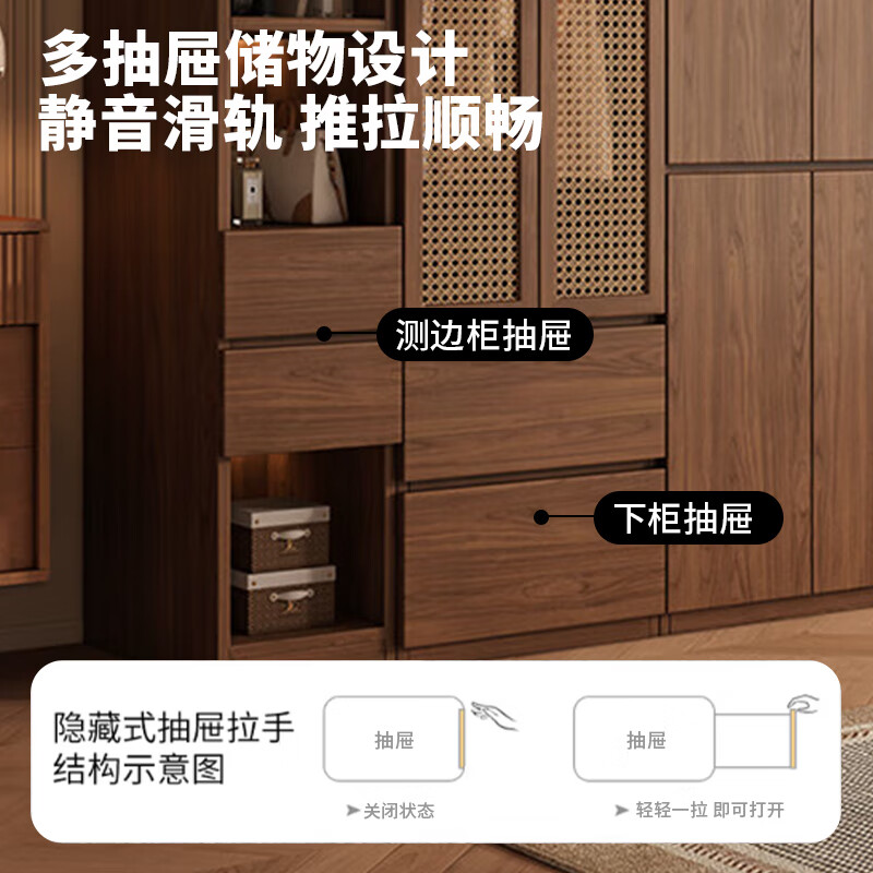 Xucai all solid wood wardrobe bedroom home modern simple 2025 new handle-free rental house children's customized wardrobe 140 main cabinets