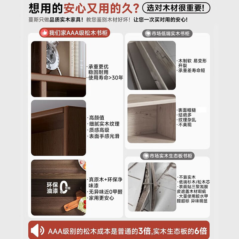 Lin Zhiyu all solid wood home bookshelf whole wall integrated floor-standing storage rack wall walnut color living room storage combination bookcase whole wall high and low grid combination cabinet grid main picture classic style 90x180+60x90+90x90+60x180