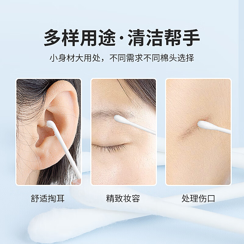 Sodolike Shangdao 100 pieces disposable hygienic double-ended cotton swabs ear spoon style makeup cleaning cotton swabs 100 pieces * 1 pack