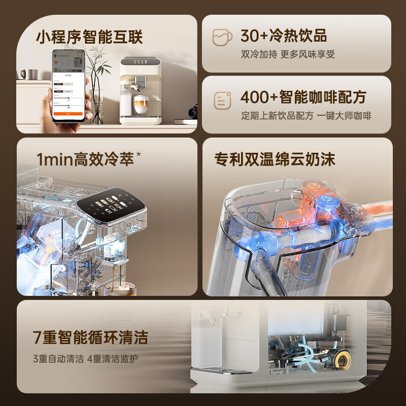 Coffee Freedom (KAxFREE) fully automatic coffee machine for home use Italian American cold brew master flavor hot and cold dual temperature Mianyun milk coffee SF1 Pro moon white New Year gift