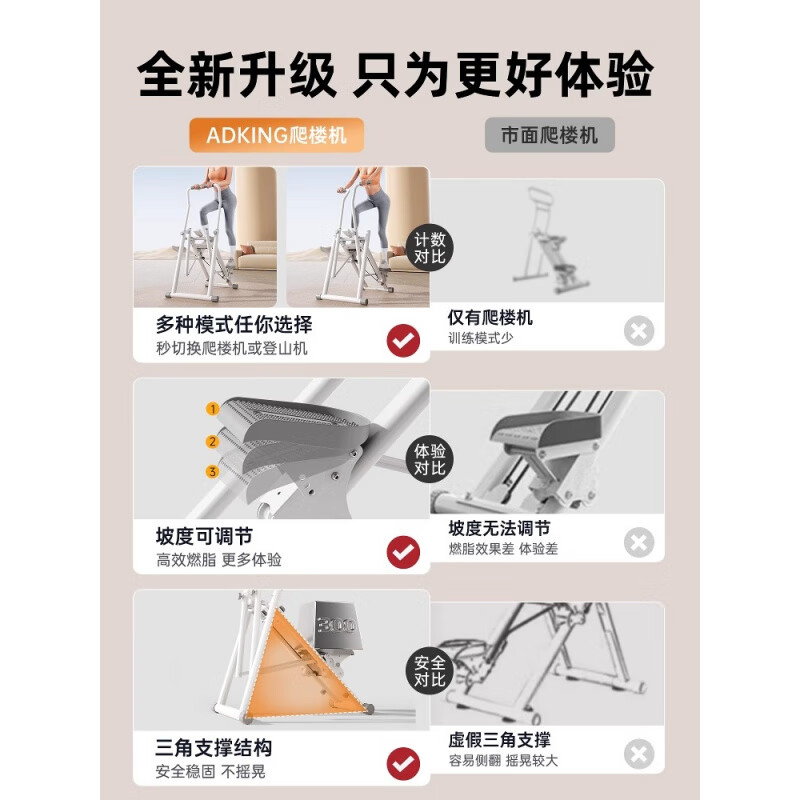 ADKING stair climbing machine, fitness home, multi-functional mountaineering stepper, sports equipment, indoor stair climbing, weight loss and sweating artifact, two-in-one upgraded stair climbing machine/climbing machine