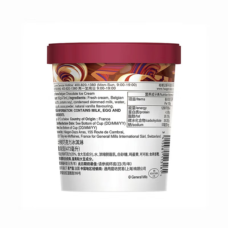 Haagen-Dazs Belgian chocolate flavored vat ice cream 473ml family size