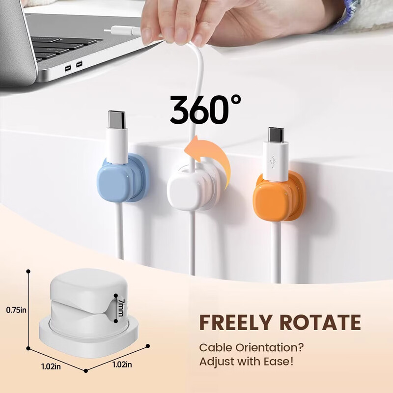 Jiali Cube Rotatable Cable Manager Desktop Data Cable Storage and Organizing Cable Mobile Phone Charging Cable Fixed Cable Manager Mixed Color 3 Packs