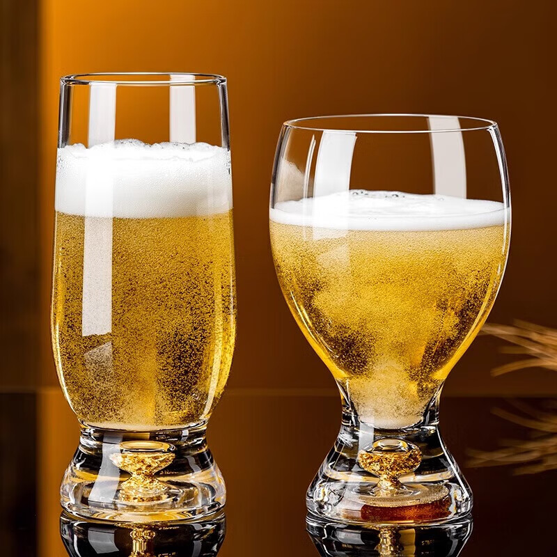 Lucaris Crystal Gold Foil Craft Beer Cup Draft Beer Cup Home Cup Internet Celebrity Large Capacity Bar Special Wine Cup Crystal Gold Foil Big Belly Cup 350ml 6 pieces