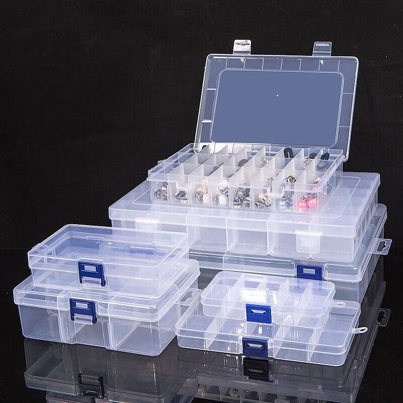 Multi-grid parts box electronic components transparent plastic storage box small screw accessories tool classification grid sample box 15 grid/small size detachable