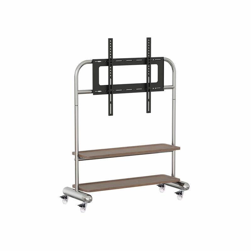 Medieval style TV stand floor-standing movable with wheels living room bedroom simple hanging rack 32-70 inches for home use H double layer stainless steel + perforated plate/crystal wheel