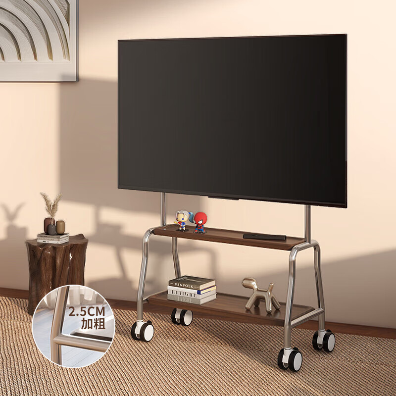 ProPre TV mobile stand 32-100 inches universal TV floor stand removable stainless steel/wood grain wheel living room bedroom TV hanging rack TV stand 32-75 inches stainless steel double layer/perforated board storage rack