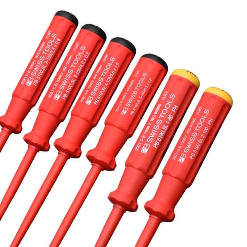 PB SWISSTOOLS Swiss imported screwdriver insulated thin rod cross-shaped high voltage resistant 1000V electrician professional flat mouth screwdriver set PB 5542 SL