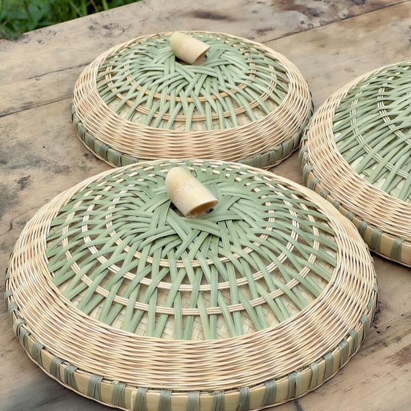 Ye Yu's traditional handmade bamboo pot lids, wooden barrels, bamboo lids, farmhouse household green bamboo art products, bamboo knotted bamboo root buckets, custom-made finely woven bamboo lids