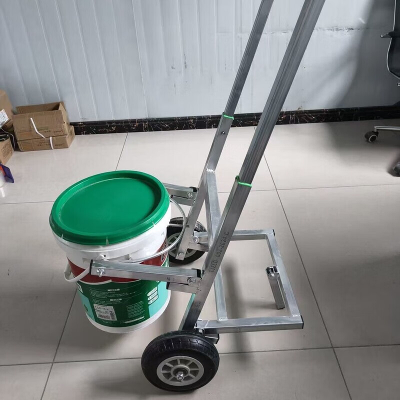 Runhuanian cart self-leveling and thickening new glue paint bucket pulling cement and dumping garbage household water dumping site multi-functional trolley double pole telescopic folding dual-purpose push-pull cart 8-inch heavy-duty silent wheel