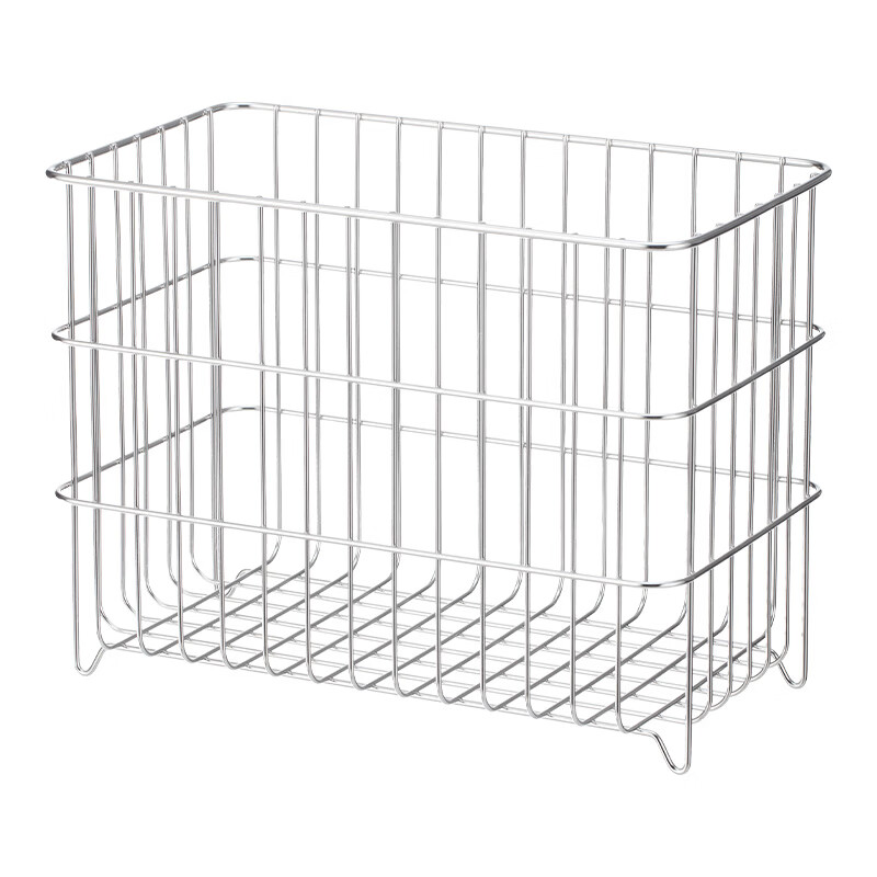 Shuangshan 304 stainless steel storage basket chopping board storage egg bread storage basket bathroom countertop sundry basket large - width 27.3*depth 15*height 19.7cm