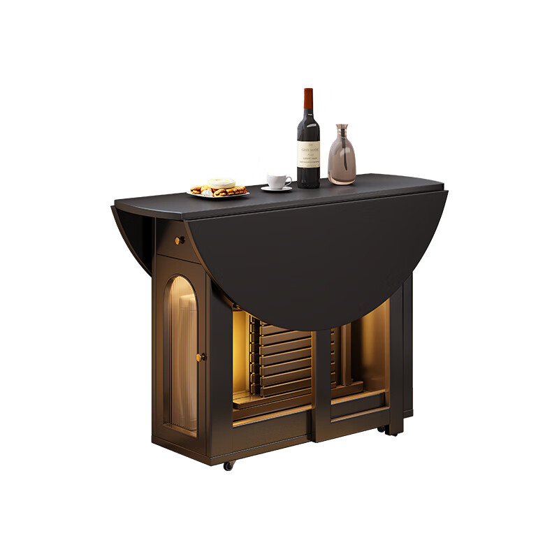 Senneng all-solid wood folding dining table and chair combination mid-century style small apartment retractable home dining side cabinet integrated dining round table 1.2 meters all solid wood folding round table