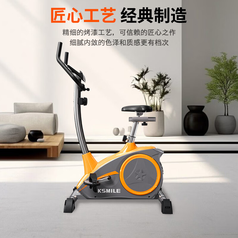 Kanglejia Home Exercise Bike Magnetic Control Spin Bike Bicycle Sports Fitness Equipment for Middle-aged and Old People K8601 Gray with Orange - Delivery Upstairs