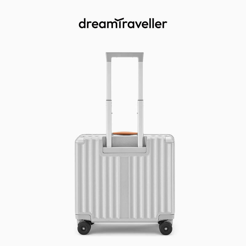 Dream Traveler's New Trolley Case Front Opening Small Suitcase Aluminum Frame Boarding Case Suitcase Men's and Women's 18-inch Elephant Gray
