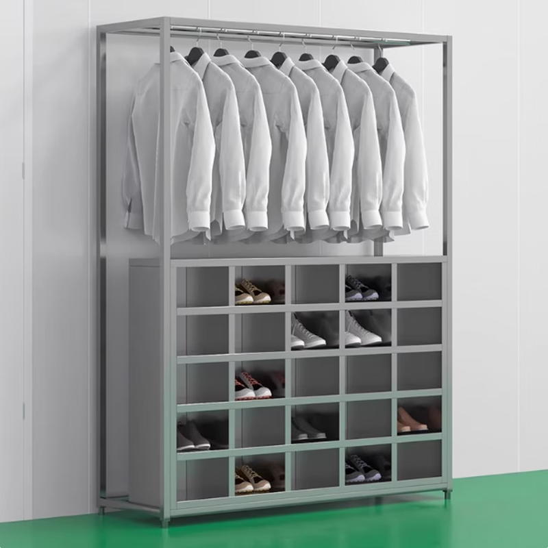 Baigang stainless steel clothes and shoes integrated cabinet dust-free and sterile purification workshop hangers factory workshop laboratory shoe cabinet coat and hat 201 clothes and shoes integrated 12-grid shoe cabinet