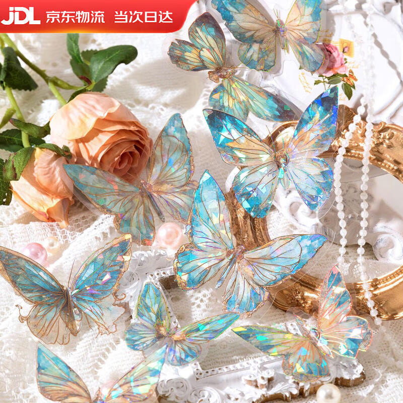 Shantou Lincun 3D colorful hollow butterfly decorative wall stickers home living room room wedding party background decorative paper butterfly Unbounded Moon Butterfly 20 pieces