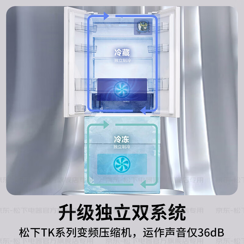 Panasonic national subsidy Dabai refrigerator French multi-door 464 liter household ultra-thin zero-embedded frequency conversion dual system air-cooled frost-free first-class energy efficiency antibacterial and fresh-keeping Dabai 464 French dual-system flat-embedded EW46TGB-W