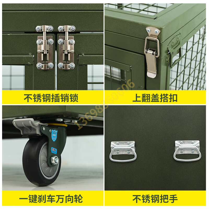 Wen Yijia custom-made military green mobile cage camping equipment box material equipment iron box rotational molding box storage mobile tray custom size