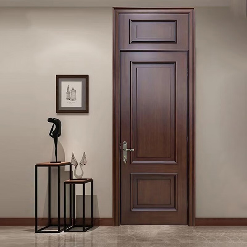 Solid wood door, bedroom door, oak painted door, room door, all solid wood door, villa set door, indoor concierge door customization, Thai oak door + delivery + installation + hardware