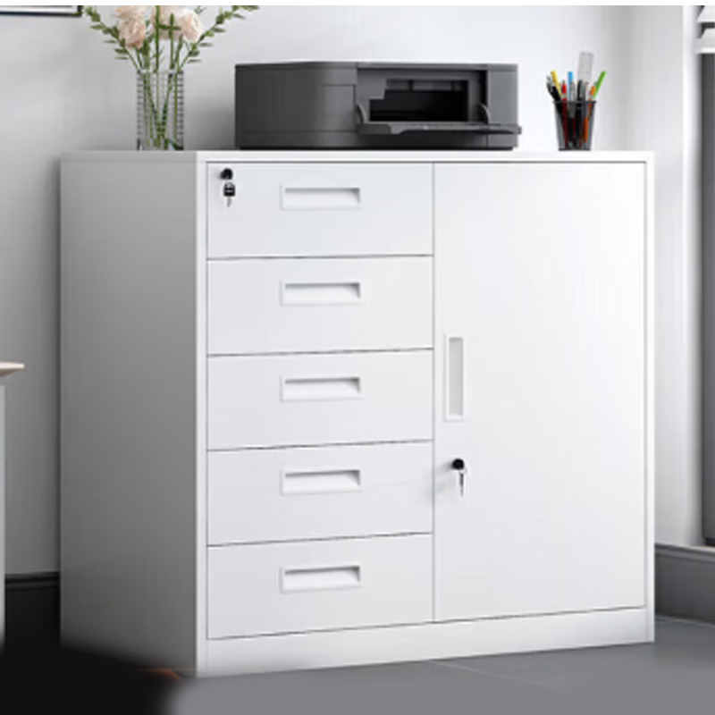 Pulijie white iron low cabinet storage cabinet with five buckets 750*700*390mm