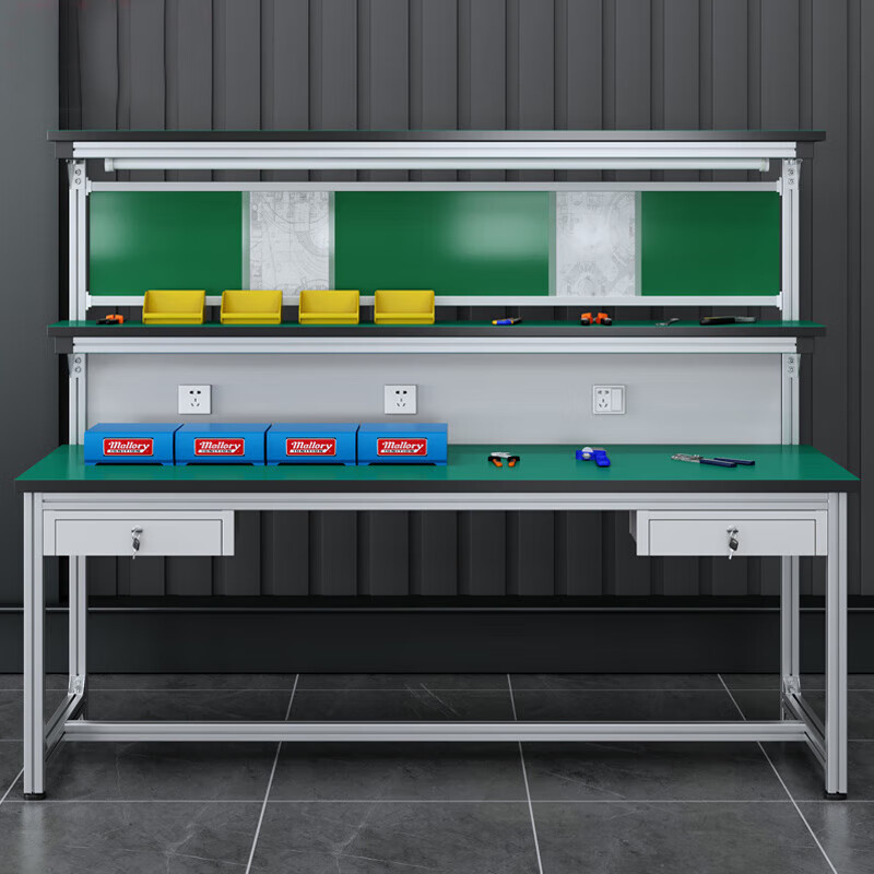 Kegan diy aluminum alloy anti-static workbench aluminum profile operating table computer table workshop factory assembly line assembly table repair table can be customized including accessories 2000*800*1600 double drawer