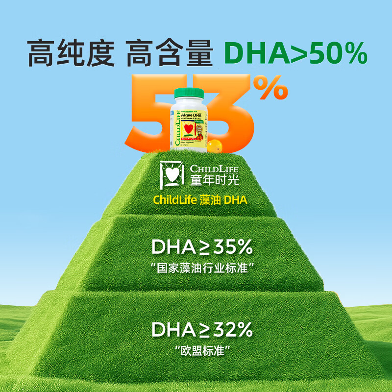 Childhood dha children's algae oil capsules infant eye protection and brain nourishing DHA fruit flavor ChildLife 6 months + algae oil DHA 60 capsules * 1 bottle