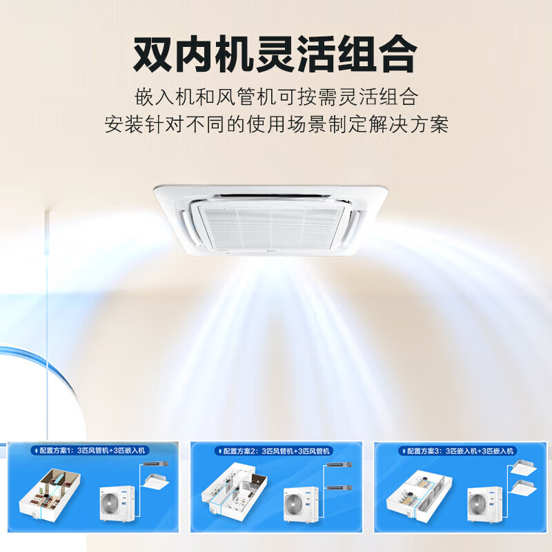 Haier ceiling machine central air conditioner duct machine one to two 5 HP commercial central air conditioner embedded ceiling air conditioner 1 level variable frequency heating and cooling self-cleaning ceiling machine 5 HP first level energy efficiency one to two ceiling + duct