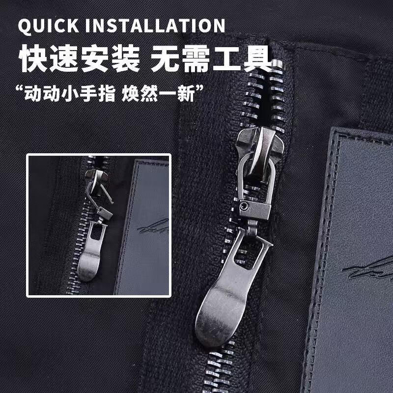 Daily use detachable zipper puller clothing accessories lock backpack metal zipper piece universal replacement pull tab black 2 pieces