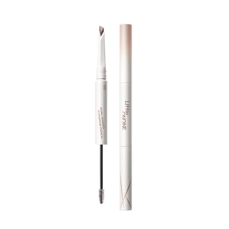 Littleondine double-ended shaping machete eyebrow pencil 02 hippie dark brown glue eyeliner waterproof and sweatproof not easy to smudge new year gift