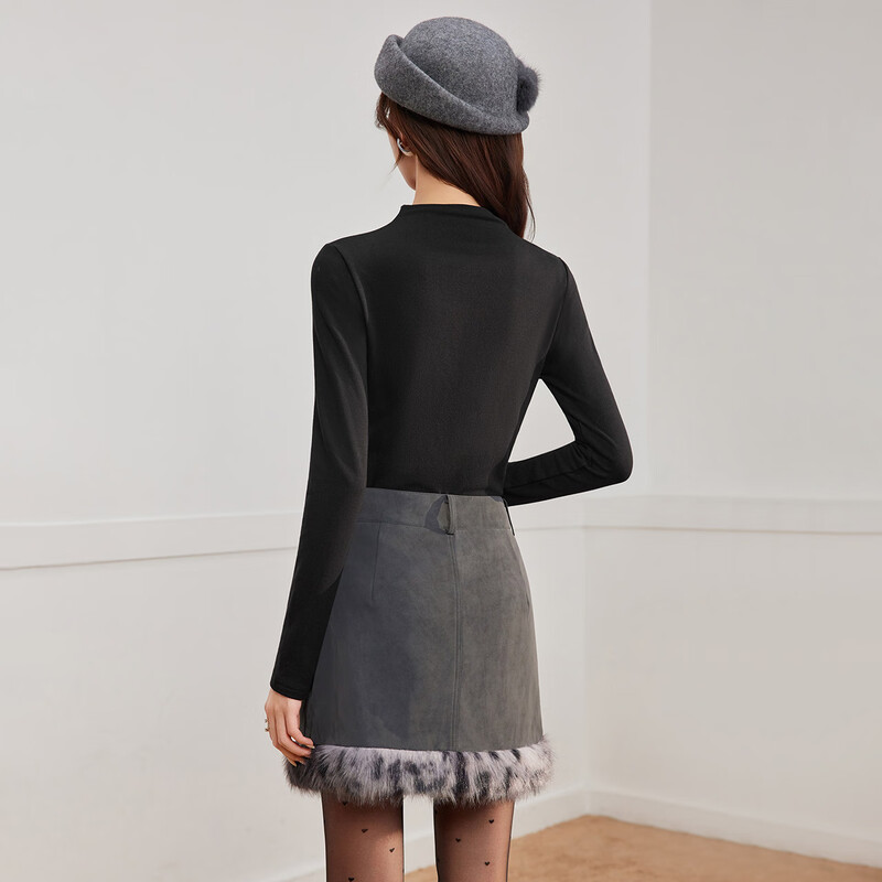 IEF/Aiyifu 2025 new autumn and winter Korean style thin velvet half turtleneck solid color knitted sweater with bottoming shirt for women white M