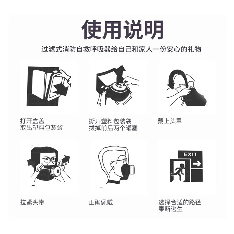 Tactics Nation Jingcang Flash Delivery 99% Filtration Rate National Standard Smoke Mask 3C Certification Fire Escape Home Hotel Hotel Fire Protection Gas Mask Acceptance Filter Self-Rescue Respirator