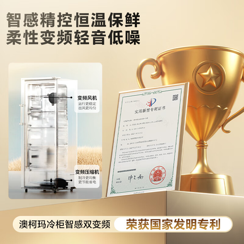 AUCMA 155-liter vertical freezer freezer variable frequency air-cooled frost-free first-class energy efficiency refrigeration freezing ultra-low temperature quick-freezing drawer-type small refrigerator BD-155WPHKSD trade-in