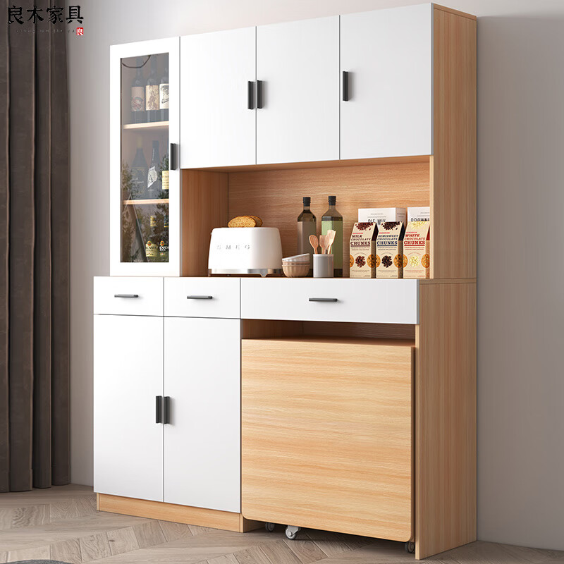 Wen Yijia folding dining table and sideboard integrated storage cabinet modern simple tea cabinet living room cupboard storage cabinet length 80 including folding table particle board single door