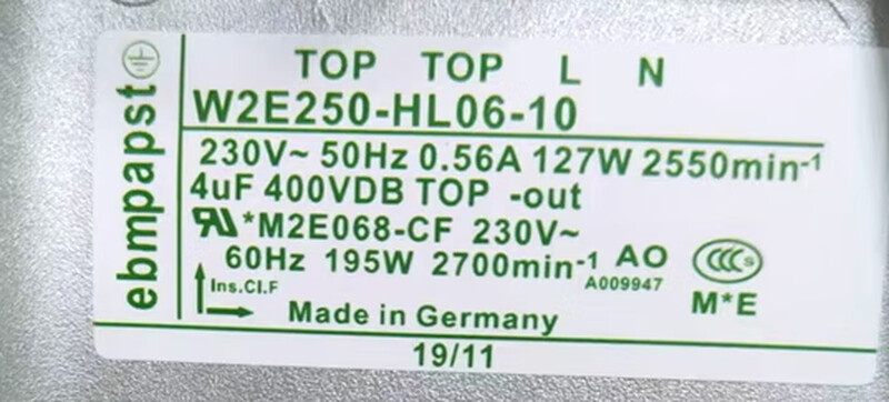 Yue Changsheng ebm cooling fan W2E250-HL06-10 ebmpapst fan cooling original authentic